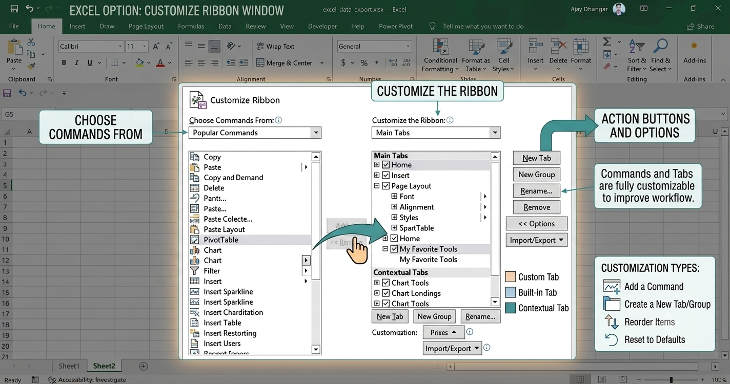 Customize the Ribbon Window