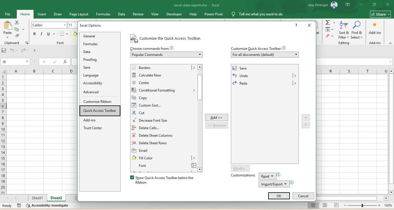 Quick Access Toolbar Overview