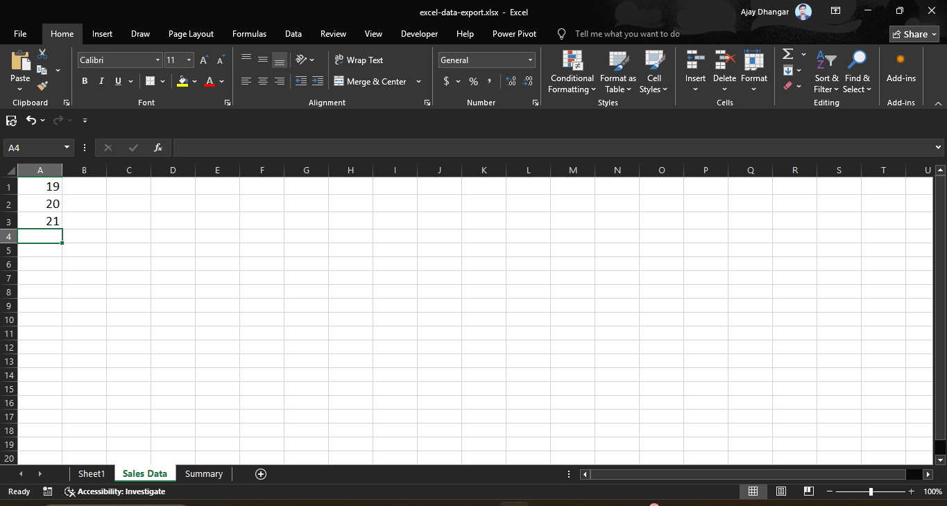 Workbook Layout
