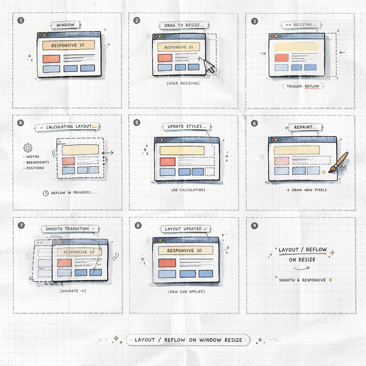 Visualization of "Layout" or "Reflow" happening as a window is resized
