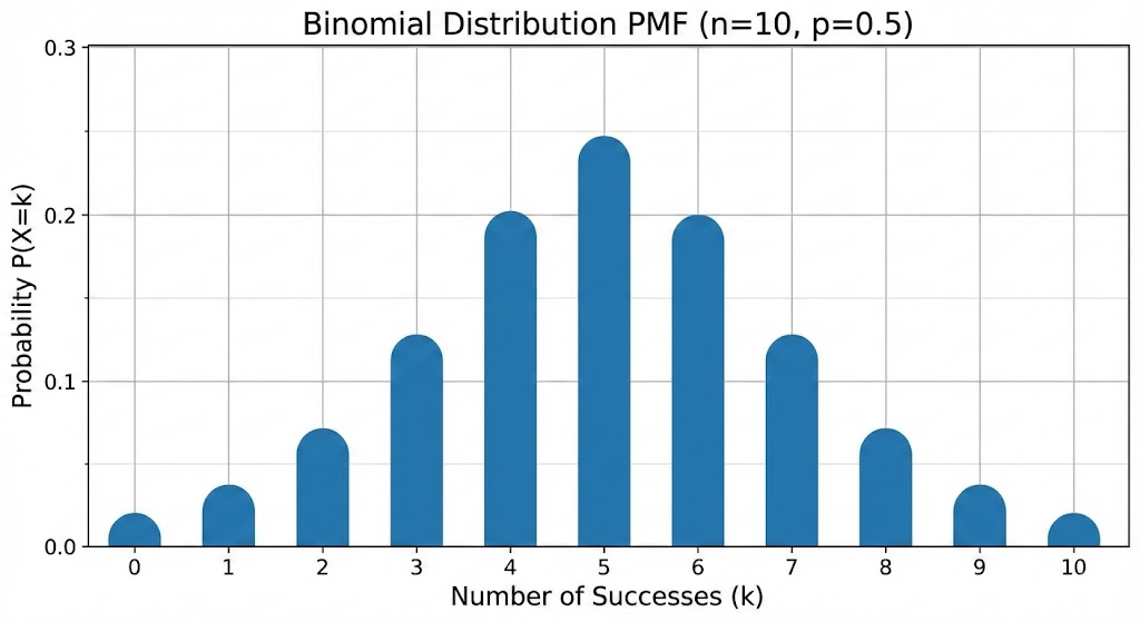 Probability Mass Function plot for a Binomial Distribution